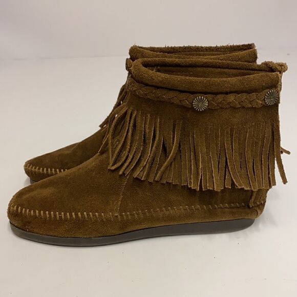 Minnetonka Hi-Top Zip Boot Dark Brown Suede Size 6 A2 - Picture 3 of 9